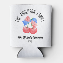 キュートアメリカンフラッグボウパーソナライズされたネームホリデイ 缶クーラー