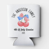 キュートアメリカンフラッグボウパーソナライズされたネームホリデイ 缶クーラー (裏面)