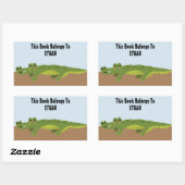 キュートアリゲパーソナライズされたーター蔵書票 長方形シール (シート)