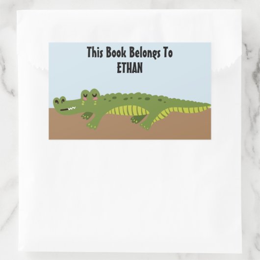 キュートアリゲパーソナライズされたーター蔵書票 長方形シール (バッグ)