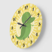 キュートアリゲーターワニ少年の女の子ルーム子供部屋 ラージ壁時計 (傾斜)