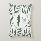キュートアリゲーターワニ模様名前をカスタムする アクセントクッション (正面(垂直))