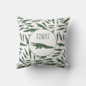 キュートアリゲーターワニ模様名前をカスタムする クッション (裏面)