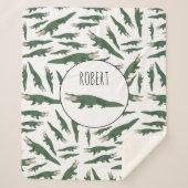 キュートアリゲーターワニ模様名前をカスタムする シェルパブランケット (正面)