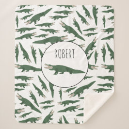 キュートアリゲーターワニ模様名前をカスタムする シェルパブランケット