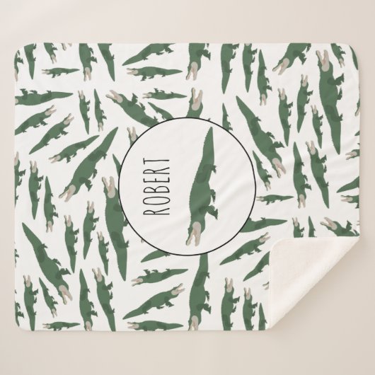 キュートアリゲーターワニ模様名前をカスタムする シェルパブランケット (正面(横))