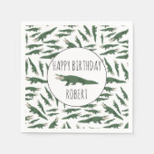 キュートアリゲーターワニ模様名前をカスタムする スタンダードカクテルナプキン (正面)