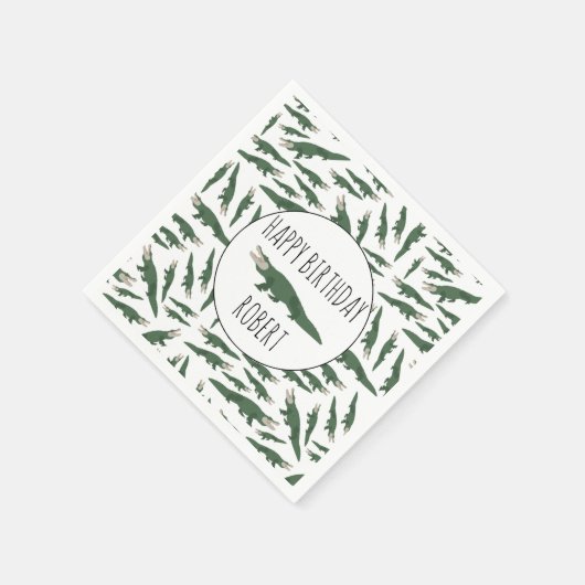 キュートアリゲーターワニ模様名前をカスタムする スタンダードカクテルナプキン (角)