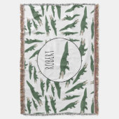 キュートアリゲーターワニ模様名前をカスタムする スローブランケット (正面縦)