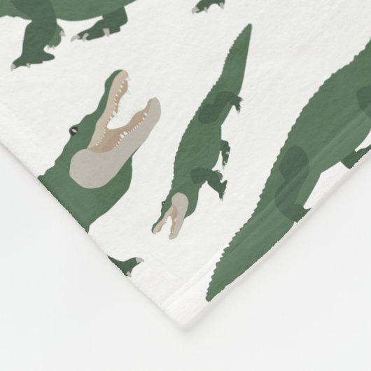 キュートアリゲーターワニ模様名前をカスタムする フリースブランケット (角)