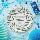 キュートアリゲーターワニ模様名前をカスタムする ペーパープレート (パーティー)