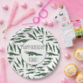 キュートアリゲーターワニ模様名前をカスタムする ペーパープレート (パーティー)