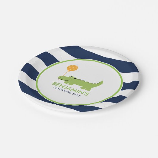 キュートアリゲーター誕生日 ペーパープレート (アングル)