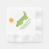 キュートアリゲーター誕生日 縁ありカクテルナプキン (正面)