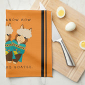 キュートアルパカスロッキングゲーテ&ティール(緑がかった色)セラペ キッチンタオル (四つ折り)