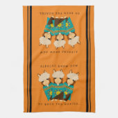 キュートアルパカスロッキングゲーテ&ティール(緑がかった色)セラペ キッチンタオル (縦)