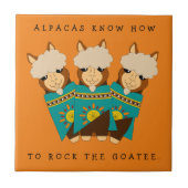 キュートアルパカスロッキングゲーテ&ティール(緑がかった色)セラペ タイル (正面)