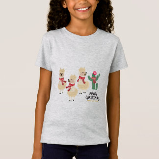 キュートアルパカ衣服レッドスカーフ Tシャツ