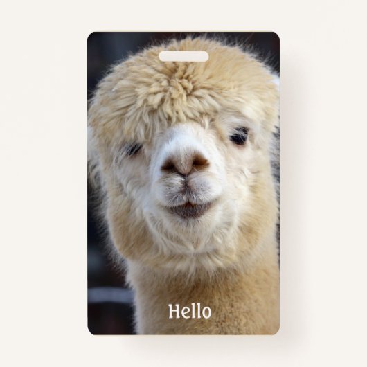 キュートアルパカ顔 バッジ (正面)