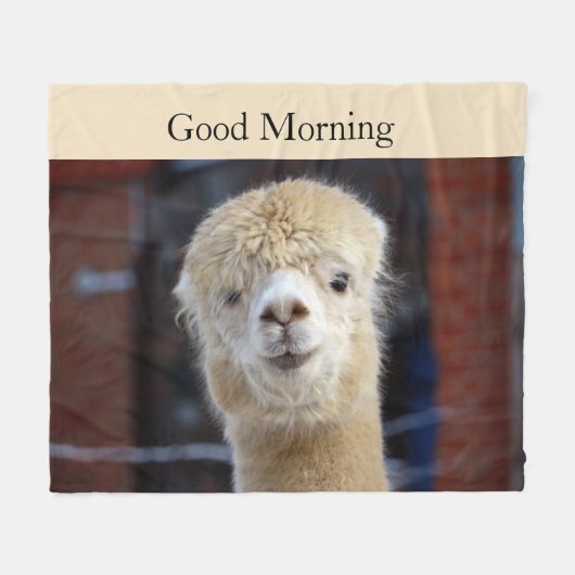 キュートアルパカ顔 フリースブランケット (正面(横))