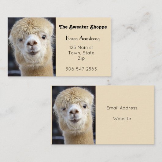 キュートアルパカ顔 名刺 (正面/裏面)
