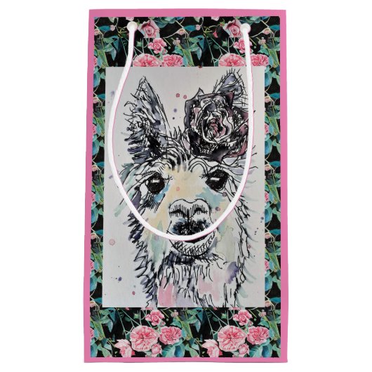 キュートアルパクラマウォーターカラーアート抱き枕 スモールペーパーバッグ (正面)