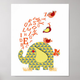 キュートアルファベットエレファントベビー子供部屋プリント ポスター