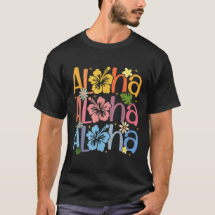 キュートアロハハワイアンサマーバケーションシャカハイビスカス Tシャツ
