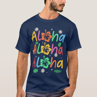 キュートアロハハワイアンサマーバケーションハイビスカスウィメンズ Tシャツ