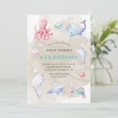 キュートアンダーザシーウォーター色誕生日招待状 招待状 (スタンド正面)