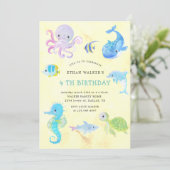 キュートアンダーザシーウォーター色誕生日招待状 招待状 (スタンド正面)