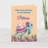 キュートアンダーザシーウミガメ誕生日 カード (正面)