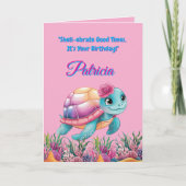 キュートアンダーザシーウミガメ誕生日 カード (正面)