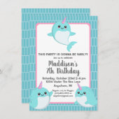 キュートアンダーザシーナルファル誕生日 招待状 (正面/裏面)