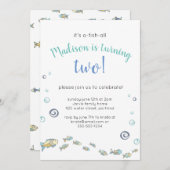 キュートアンダーザシーフィッシュ誕生日招待状 招待状 (正面/裏面)