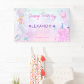 キュートアンダーザシーマーメイドハッピーバースデー 横断幕 (インサイチュ)