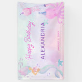 キュートアンダーザシーマーメイドハッピーバースデー 横断幕 (縦)