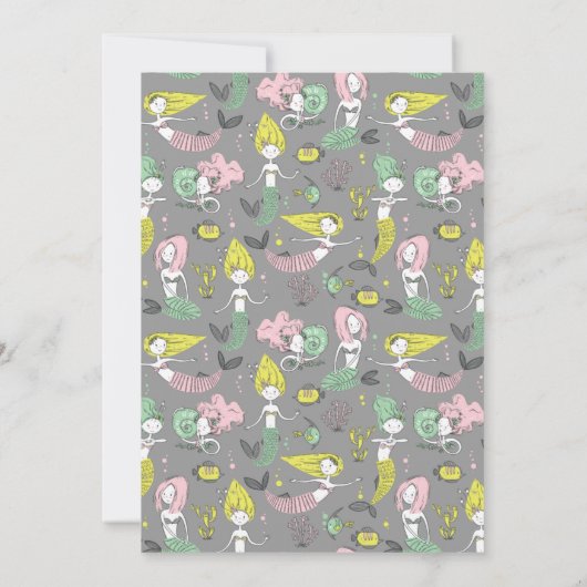 キュートアンダーザシーマーメイド誕生日招待状 招待状 (裏面)