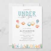 キュートアンダーザシー子供の誕生日 招待状 (正面)