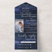 キュートアンダーザスターズテーマモノグラム結婚フォト オールインワン招待状 (内側)