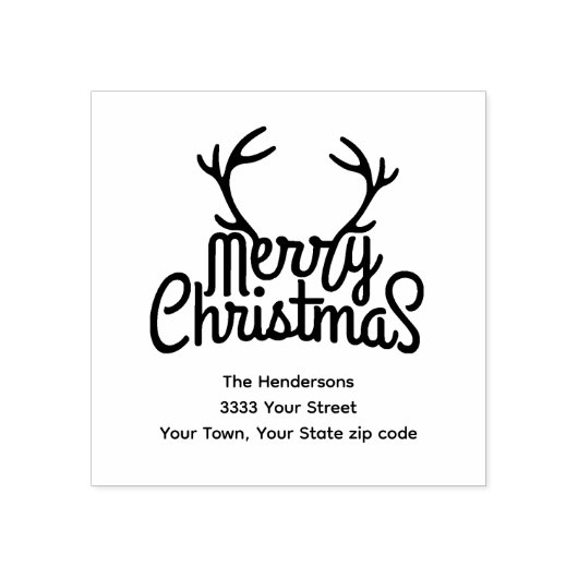 キュートアントラーメリークリスマス差出人住所 ラバースタンプ (インプリント)