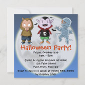 キュートアンドおもしろいモンスターズハローウィンパーティ招待状 招待状 (正面)