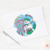 キュートアーティストアート雪だるまホリデークリスマス ラウンドシール (封筒)