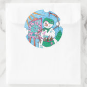 キュートアーティストアート雪だるまホリデークリスマス ラウンドシール (バッグ)