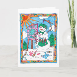 キュートアーティスト雪だるまホリデーウィンタークリスマス シーズンカード