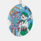 キュートアーティスト雪だるまホリデークリスマスセラミックオルナ セラミックオーナメント (右)