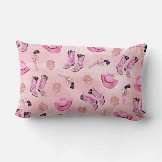 キュートアートピガーリーンクティール（緑がかった色）女性のカーボーイ水彩 アウトドアクッション (裏面)