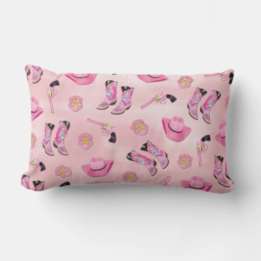 キュートアートピガーリーンクティール（緑がかった色）女性のカーボーイ水彩 アウトドアクッション (正面)