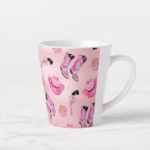 キュートアートピガーリーンクティール（緑がかった色）女性のカーボーイ水彩 カフェラテマグ (右)