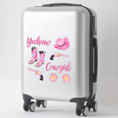 キュートアートピガーリーンクティール(緑がかった色)女性のカーボーイ水彩 シール (スーツケース)